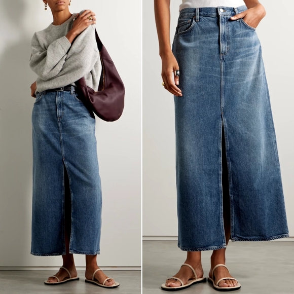 Agolde Leif Denim Midi Skirt